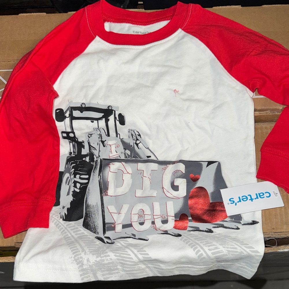 Carter's Red and White Tractor Long Sleeve Tee